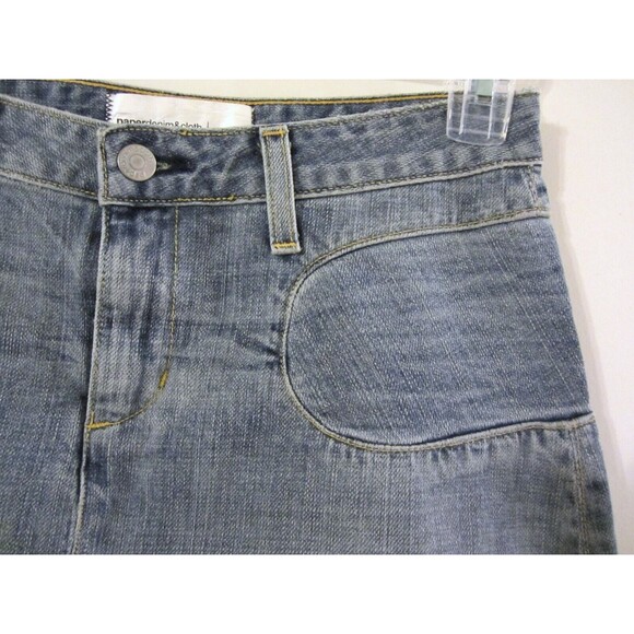 PAPER DENIM & CLOTH - USA Made Blue Distressed Denim Frayed Mini Skirt size 26 - Picture 2 of 6